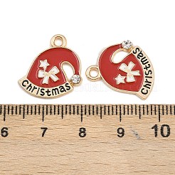 合金エナメルチャーム  rhinstoneと  カドミウムフリー＆鉛フリー  クリスマステーマ  ライトゴールド  帽子  17.5x16.5x2.5mm  穴：1.8mm&nbsp;FIND-I065-03A-KGC