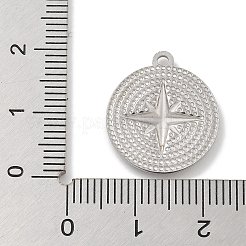 変色防止304ステンレススチールペンダント  スターチャーム付きフラットラウンド  ステンレス鋼色  19x17x2mm  穴：1.5mm&nbsp;STAS-D197-15P