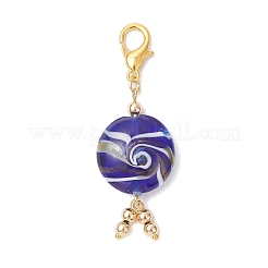 Flat Round Handmade Lampwork Pendant Decoration&nbsp;HJEW-JM03812