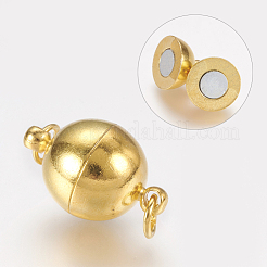 ループ付き真鍮製マグネットクラスプ  ニッケルフリー  ラウンド  ゴールドカラー  19x12mm  穴：2mm&nbsp;X-MC022-NFG