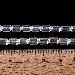 電気メッキ透明ガラスビーズ連売り  ナツメ  ABカラーメッキ  クリアAB  6x4mm  穴：0.6~0.8mm  約59~62個/連  14.37~15.16インチ（36.5~38.5cm）&nbsp;LS-EGLA-Q132-03A-A01