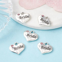 花嫁のラインストーンチャームと結婚式のテーマアンティークシルバートーンチベットスタイルのハート  カドミウムフリー＆鉛フリー  ヒヤシンス  14x16x3mm  穴：2mm&nbsp;TIBEP-YW0001-37A