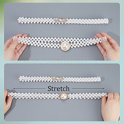 2Pcs 2 Styles Alloy Bowknot Resin Pearl Beaded Chain Belts&nbsp;AJEW-CY0001-82