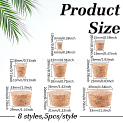 40種類のスタイルのコルク栓8個  ボトルタンピオン  コーン  淡い茶色  9~20x6~40mm  5個/スタイル&nbsp;AJEW-ME0002-66