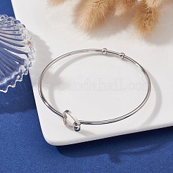 ステンレススチール製中空ハートバングル  女性用カクテルワイヤーラップバングル  ステンレス鋼色  内径：2-3/8インチ（6cm）&nbsp;BJEW-YW0001-08P