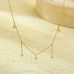 304 Stainless Steel Clear Cubic Zirconia Tassel Necklaces for Women&nbsp;NJEW-U031-10G