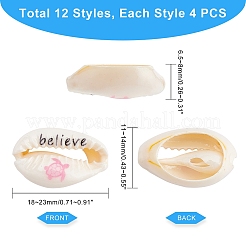 48Pcs 12 Style Printed Cowrie Shell Beads&nbsp;SHEL-PH0001-31
