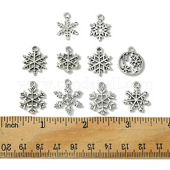 60pcs10スタイルチベットスタイルアロイペンダント  鉛フリー＆カドミウムフリー  スノーフレーク  アンティークシルバー  18~23x14.5~17x1~2.5mm  穴：1~2mm  6個/スタイル&nbsp;FIND-FS0002-21