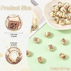 手作り陶器ヨーロピアンビーズ  ラウンド  ファンシーアンティーク施釉磁器  古いレース  12mm  穴：4mm  約10個/セット&nbsp;FIND-YWC0014-009