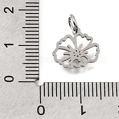 304ステンレススチールチャーム  12ヶ月の誕生花チャーム  ステンレス鋼色  2月のすみれ色  11x12x1mm  穴：3.5mm&nbsp;SA-CBA4CE0-01P-E
