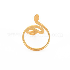 Ion Plating(IP) 304 Stainless Steel Snake Wide Open Cuff Ring for Women&nbsp;X-RJEW-S405-226G