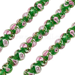 1 Strand Handmade Lampwork Inner Flower Rondelle Beads Strands&nbsp;LAMP-TA0002-72G