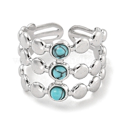 304 Stainless Steel Synthetic Turquoise Cuff Rings&nbsp;G-Z056-05P-03