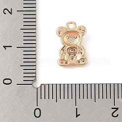 真鍮にクリアキュービックジルコニアのチャーム  混合図形  ゴールドカラー  クマ  12x8x3mm  穴：1.2mm&nbsp;KK-N256-25D-G