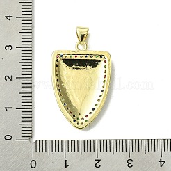 母の日 本物の 18K ゴールドメッキ真鍮マイクロパヴェキュービックジルコニアペンダント  カドミウムフリー＆ニッケルフリー＆鉛フリー  処女の盾  透明  29x19x3mm  穴：3.5x4.5mm&nbsp;KK-H472-15G-01