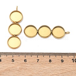 304ステンレススチールペンダントカボションセッティング  プレーンエッジベゼルカップ  ゴールドカラー  38.5x11.5x2mm  穴：2.3mm  トレイのサイズ：10mm&nbsp;X-STAS-K320-03B-G