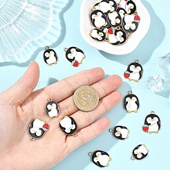 合金とエナメルのペンダント30個、3スタイル  ペンギン  カドミウムフリー＆鉛フリー  ゴールドカラー  ミックスカラー  20.5~24x15~19.5x1mm  穴：2mm  10個/スタイル&nbsp;ENAM-YW0008-80