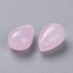 模造ヒスイのガラスビーズ  ティアドロップ  ピンク  9x6x5mm  穴：1mm&nbsp;X-GGLA-M004-05C-02