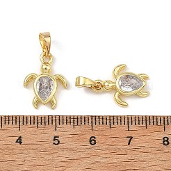 真鍮舗装クリアキュービックジルコニアペンダント  カメのチャーム  一石チャーム  18KGP本金メッキ  16x12x3mm  穴：5x3.5mm&nbsp;CU-L277-04G