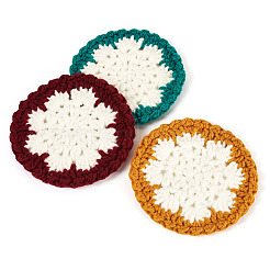 3Pcs 3 Colors Snowflake Hand-Woven Polyester Macrame Coaster&nbsp;DIY-TA0013-97