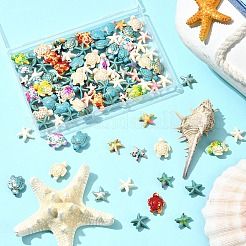 100個 14種類の合成ターコイズ染めビーズ  燃料噴射効果  ウミガメとヒトデ  ミックスカラー  17~18x14~14.5x7mm  穴：1.6mm&nbsp;G-FS0005-85