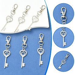 6Pcs Heart Key Alloy Pendant Decorations&nbsp;HJEW-YW00392