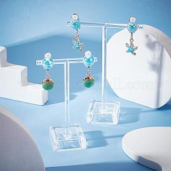 4ペア2スタイルの模造貝エナメルダングルクリップオンイヤリング  プラチナ合金の海をテーマにした女性用ジュエリー  ヒトデ  37~40.5mm  1ペア/スタイル&nbsp;EJEW-AR0001-09B