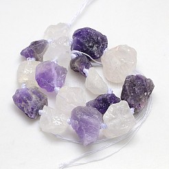 Natural Mixed Raw Rough Gemstone Amethyst and Crystal Beads Strands&nbsp;G-L159-16
