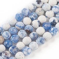 Faceted Natural Fire Crackle Agate Beads Strands&nbsp;G-F447-8mm-B09