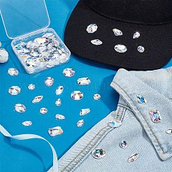 70Pcs 7 Styles Octagon Oval Triangle Sew on Rhinestone&nbsp;ACRT-PH0001-17A