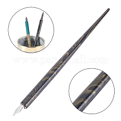ステンレス鋼のつけペン  木製ペンスティック＆6種類のステンレスペン先付き  ブラック  ペン：183x10mm  ステンレス鋼のペン先：17~39x6.5~8x2~5mm  6pc&nbsp;AJEW-WH0152-24A