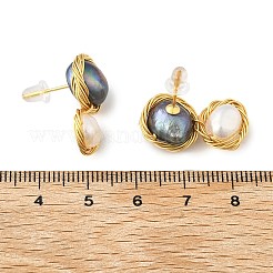 Brass Wired Stud Earrings&nbsp;EJEW-P302-04G