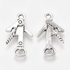 合金のチベット風チャーム  栓抜き  鉛フリー＆カドミウムフリー  アンティークシルバー  21x12x2mm  穴：1.8mm  約595個/500g&nbsp;TIBEP-T052-07AS-RS