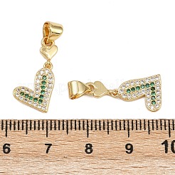 真鍮製マイクロパヴェキュービックジルコニアペンダント  ハート  16KGP本金メッキ  19x10x1.5mm  穴：4.5x3.5mm&nbsp;KK-C132-14G