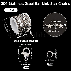 DIYスター304ステンレススチールリンクバーチェーンネックレス/ブレスレット作成キット  ミックスカラー  11x6x1.5mm&nbsp;DIY-BBC0002-36