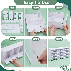 2セット18グリッドPVCプラスチックインクパッド収納ホルダー  ホワイト  完成品：8.3x33x17.6cm&nbsp;ODIS-UN0001-15A
