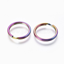 イオンプレーティング（IP）304ステンレススチール製スプリットキーリング  キーホルダー留め金のパーツ  虹色  16mm&nbsp;STAS-G201-08A-M