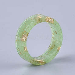 エポキシ樹脂リング  金箔  蓄光/暗闇の中で光る  芝生の緑  サイズ9  19.5mm&nbsp;RJEW-T007-01D-06