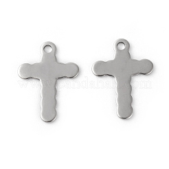 変色しにくい304ステンレススチールペンダント  クロス  ステンレス鋼色  18x13x0.8mm  穴：1.5mm&nbsp;STAS-F192-071P