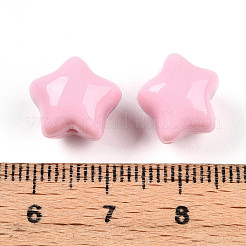 不透明なアクリルビーズ  スター  ピンク  11.1x12.8x10.2mm  穴：1.6mm  約682個/500g&nbsp;SACR-T017-37C