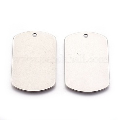 変色しにくい201ステンレススチールペンダント  空白タグのスタンプ  長方形  ステンレス鋼色  38x24x0.8mm  穴：2mm&nbsp;STAS-E442-01P-AAA