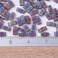 MIYUKIハーフティラビーズ  日本製シードビーズ  2の穴  （htl135fr）マットな透明ルートビールab  5x2.3x1.9mm  穴：0.8mm  約12500個/500g&nbsp;SEED-MY05-HTL0135FR