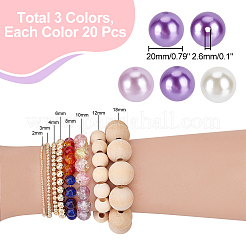 60Pcs 3 Colors Resin Imitation Pearl Beads&nbsp;RESI-PH0001-93