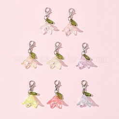 8色の花のアクリルペンダントデコレーション8個  合金製カニカン付き  ミックスカラー  30mm  1pc /カラー&nbsp;HJEW-FS00034-01
