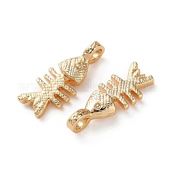 海の真鍮ペンダント  フィッシュボーンのチャーム  18KGP本金メッキ  18.5x7.5x3~4mm  穴：2.5x2mm&nbsp;KK-L266-02B-G