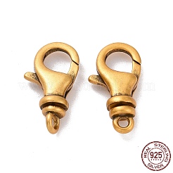 スターリングシルバー製スイベルクラスプ925個  アンティーク黄金  15.5x8.5x4mm  穴：1.4mm  内径：4mm&nbsp;STER-D036-08AG
