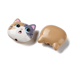 焼き付け塗料合金ビーズ  猫の形  ミックスカラー  13.5x15x6.5mm  穴：1.4mm&nbsp;FIND-H059-02C