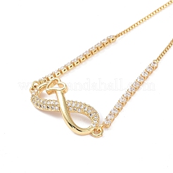 Infinity with Heart Brass Micro Pave Clear Cubic Zirconia Link Bracelets&nbsp;BJEW-H605-01G-03