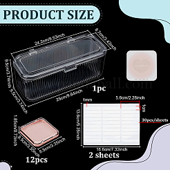 プラスチック製のネイルチップ収納ボックス  樹脂製両面粘着テープとハート柄の四角い紙製ディスプレイカード付き  ピンク  8.5x8.5x1.85cm&nbsp;MRMJ-PH0003-29A