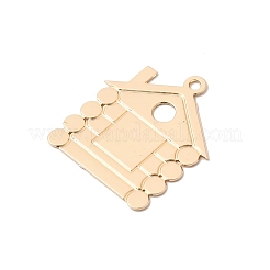 真鍮チャーム  家のチャーム  ライトゴールド  16.5x15x0.3mm  穴：1mm&nbsp;KK-K336-60KCG